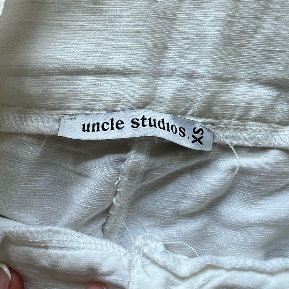 Uncle Studios White Linen Pants